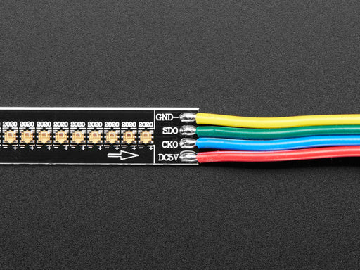 Very thin PCB with bright LEDs changing rainbow colors