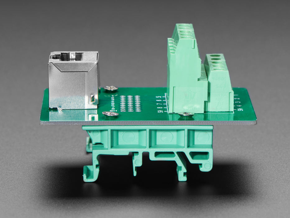 DIN Rail mountable RJ-45 To Terminal Block Adapter - Vertical Jack.