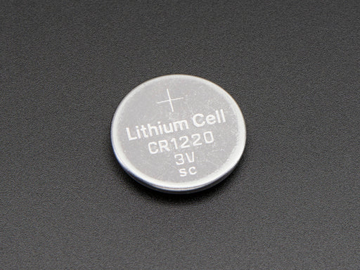 Angled shot of CR1220 12mm Diameter - 3V Lithium Coin Cell Battery - CR1220.