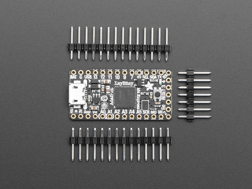 Adafruit ItsyBitsy M4 Express featuring ATSAMD51 connected to a small breadboard. 