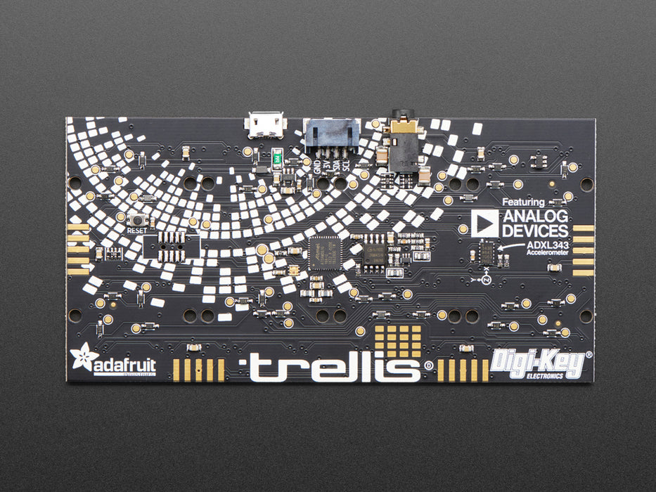 Top down view of a Adafruit NeoTrellis M4 Mainboard - featuring SAMD51. 