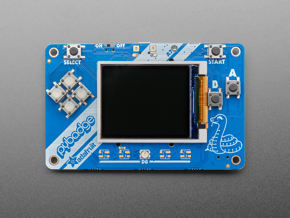 Angled Shot of Adafruit PyBadge - Low Cost. 