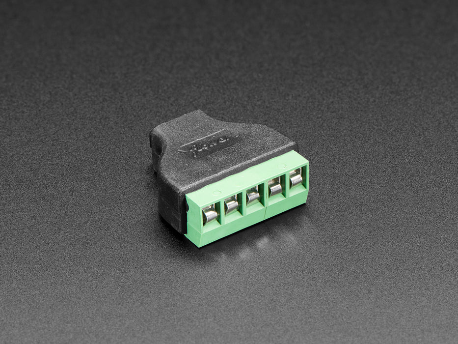 angled shot of USB Micro B Female Socket to 5-pin Terminal Block