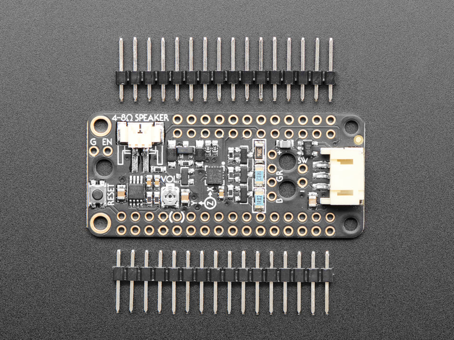 Angled shot of a Adafruit Prop-Maker FeatherWing. 