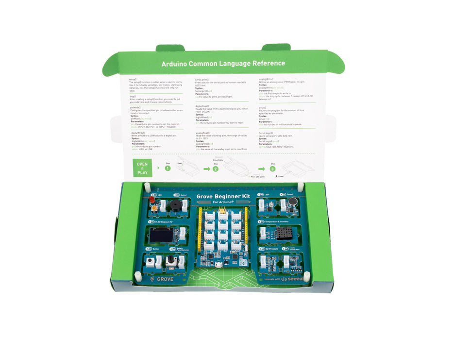 Grove Beginner Kit for Arduino -  All-in-one Arduino Compatible Board with 10 Sensors and 12 Projects with Free Course