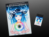 Front view of technical book on coding in CircuitPython. Cover image features an anime girl with blue hair holding a circular microcontroller glowing rainbow LEDs.