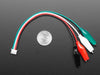 Angled shot of JST PH 4-pin Plug to Color Coded Alligator Clips Cable.