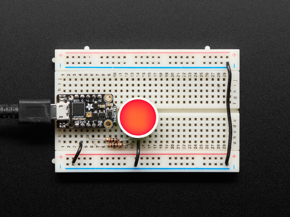 Indicator LED wired to Arduino on breadboard and pulsing red and green