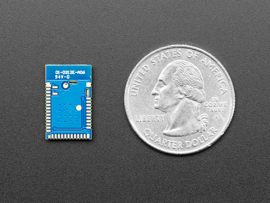 Angled shot of a nRF52832 Bluetooth Low Energy Module.