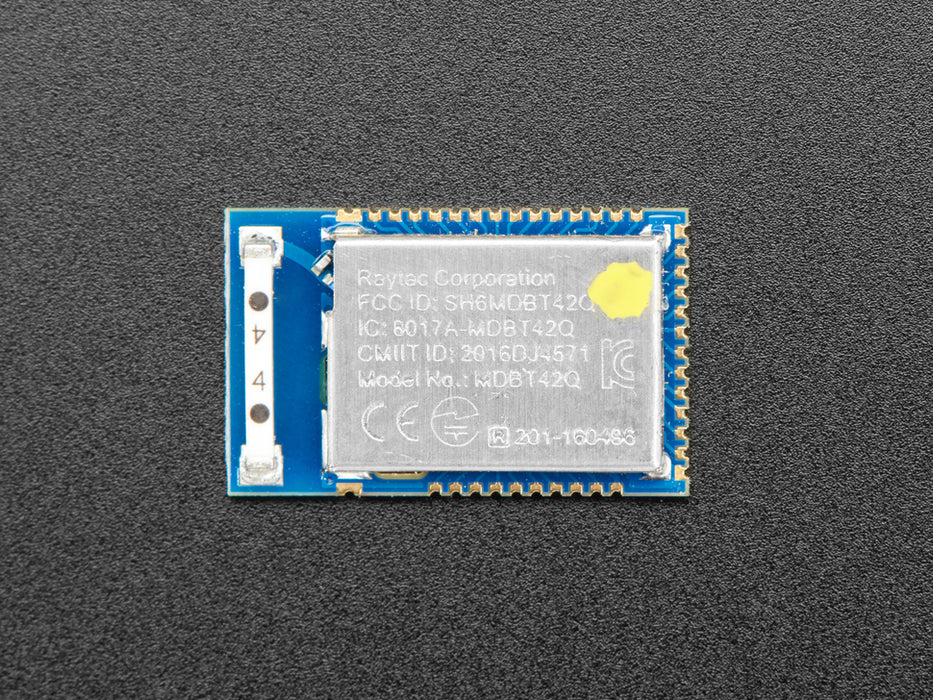 Angled shot of a nRF52832 Bluetooth Low Energy Module.