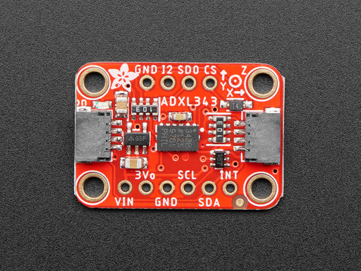 Angled shot of red sensor breakout.