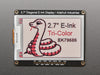 Angled shot of a Adafruit 2.7" Tri-Color eInk / ePaper Display with SRAM - Red Black White.