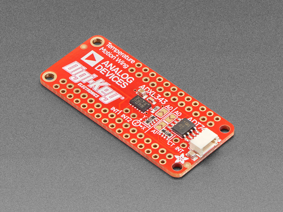 Top-down view of a red rectangular sensor.