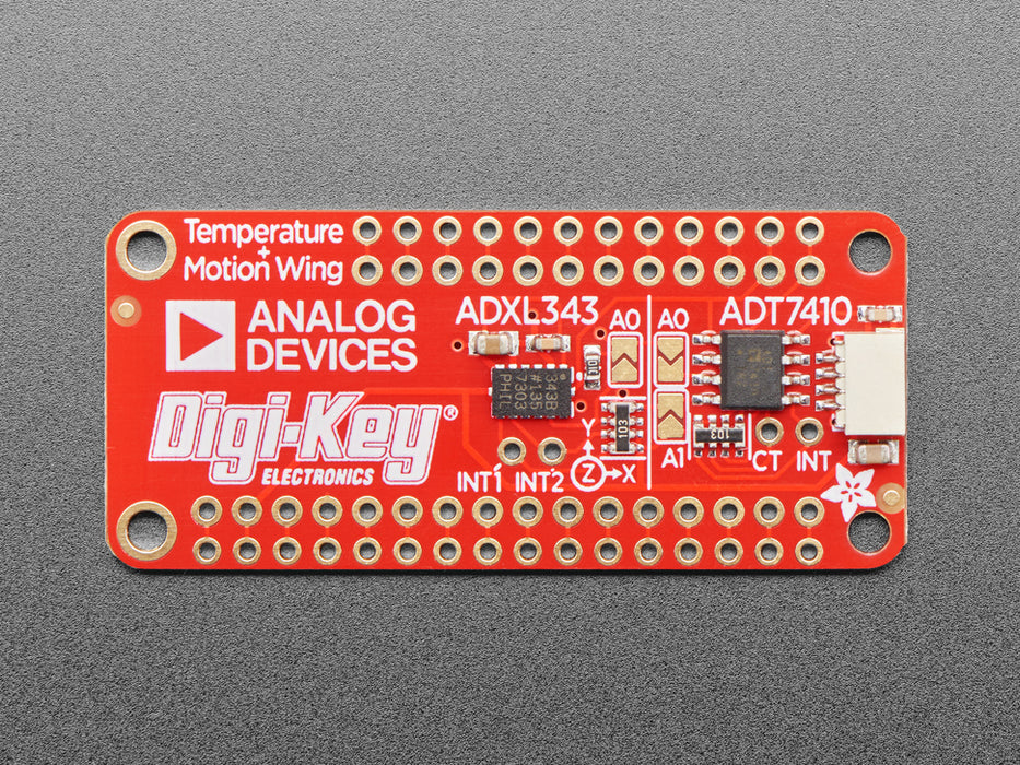 Top-down view of a red rectangular sensor.