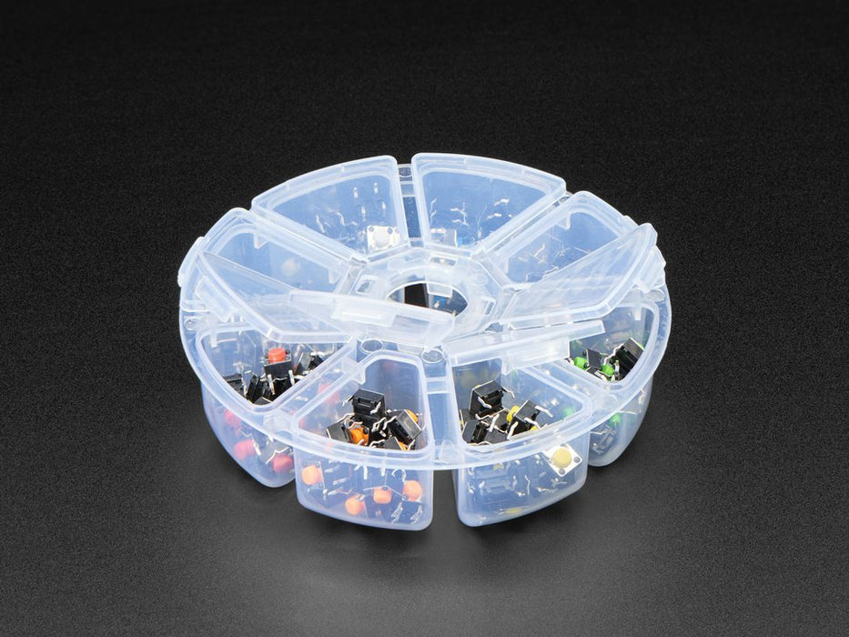 Adafruit - 6mm Rainbow Tactile Button Deluxe Party Tray - 160 Pieces