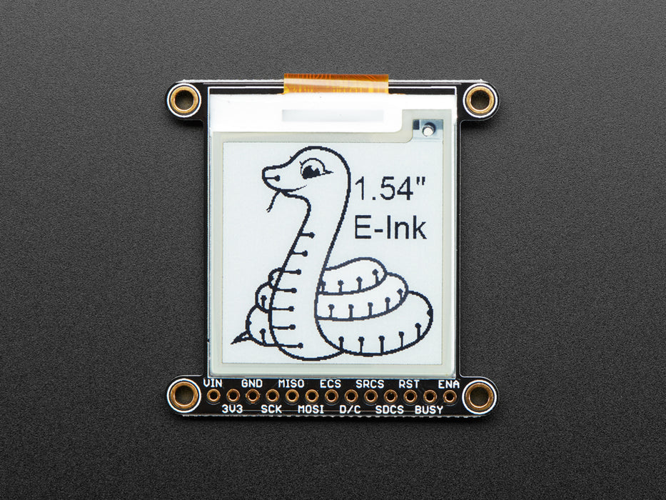 Front of E-Ink display with monochrome graphic and "1.54 inch E-Ink Monochrome" text