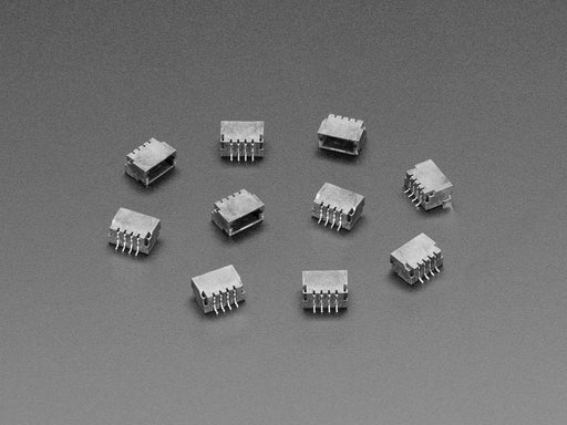 Angled shot of ten 4-pin JST-SH connectors.