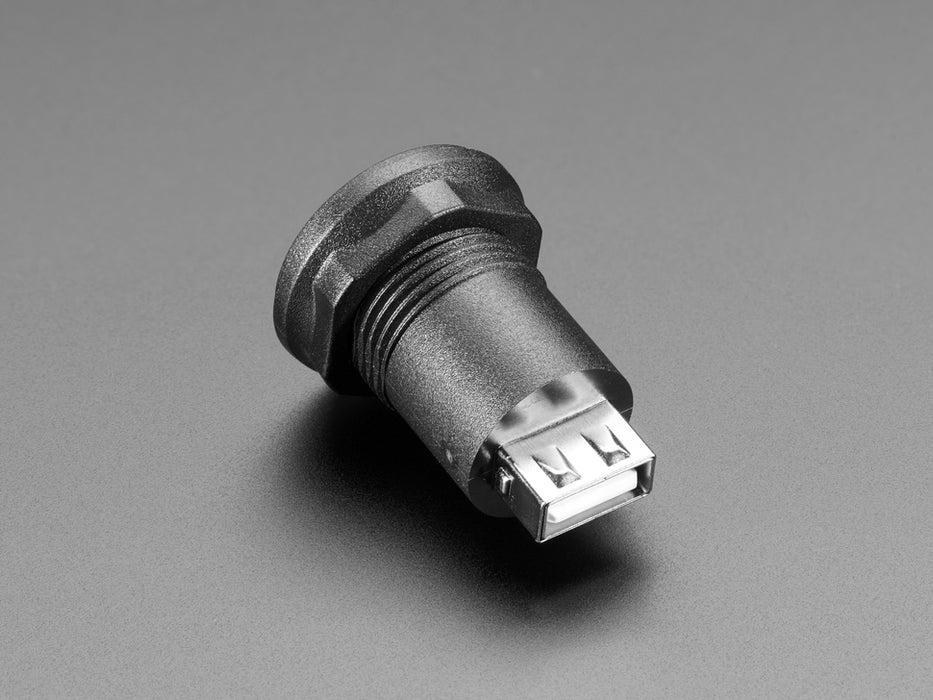 Mini USB Round Panel Mount Plug showing front port