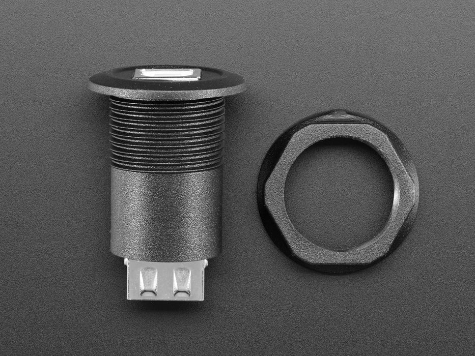 USB Round Panel Mount Plug showing front port