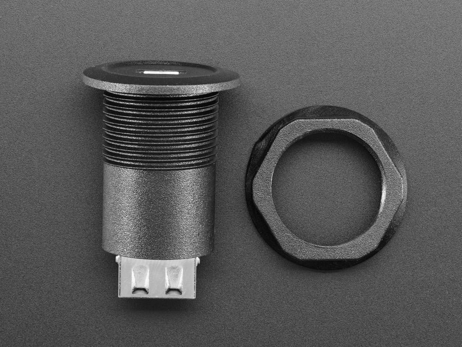 Micro USB Round Panel Mount Plug showing front port