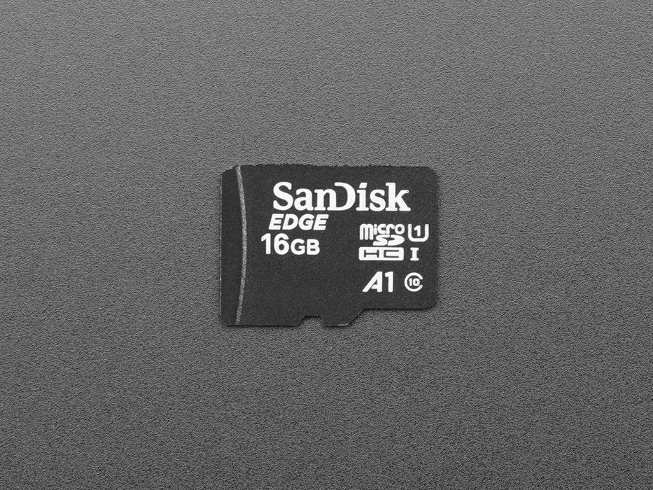 Angled shot of 16GB Micro SD Card with NOOBS 3.1