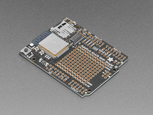 Angled shot of Wi-Fi co-processor shield PCB.