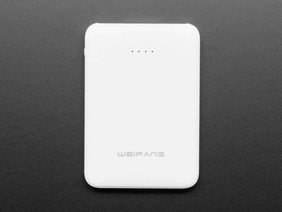 Angled shot of a USB Li-Ion Power Bank with 2 x 5V Outputs @ 2.1A - 5000mAh.