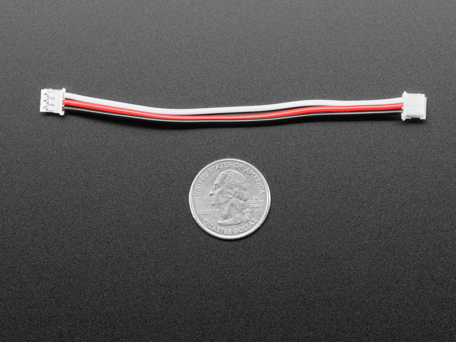 Angled shot of JST PH 3-pin Plug-Plug Cable - 100mm long.