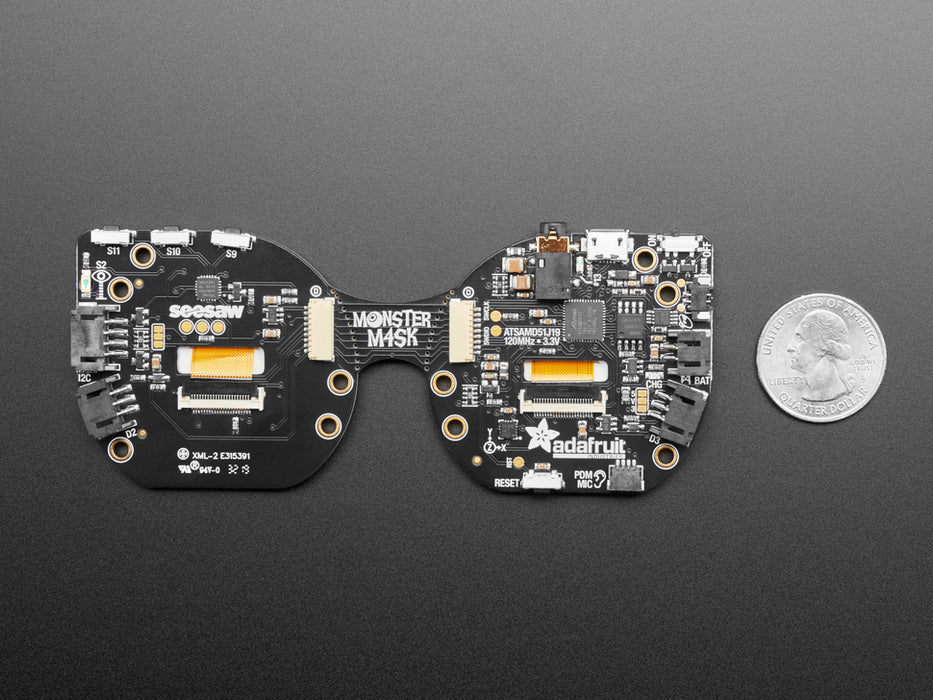 MONSTER M4SK DIY Electronic Face mask.  Two Screens Display Eyes that blink and dart up and down.