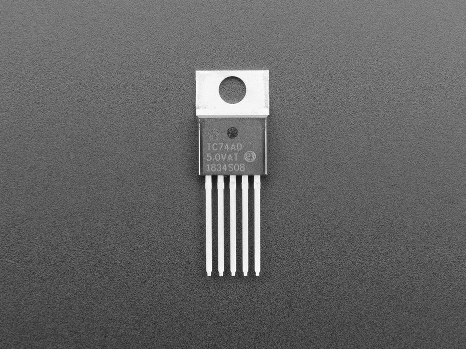  TC74A0 Breadboard Friendly I2C Temperature Sensor plugged into breadboard wired to Feather displaying the temperature