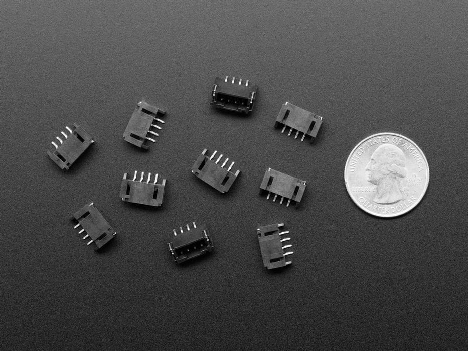 Angled shot of ten 4-pin JST-PH connectors.