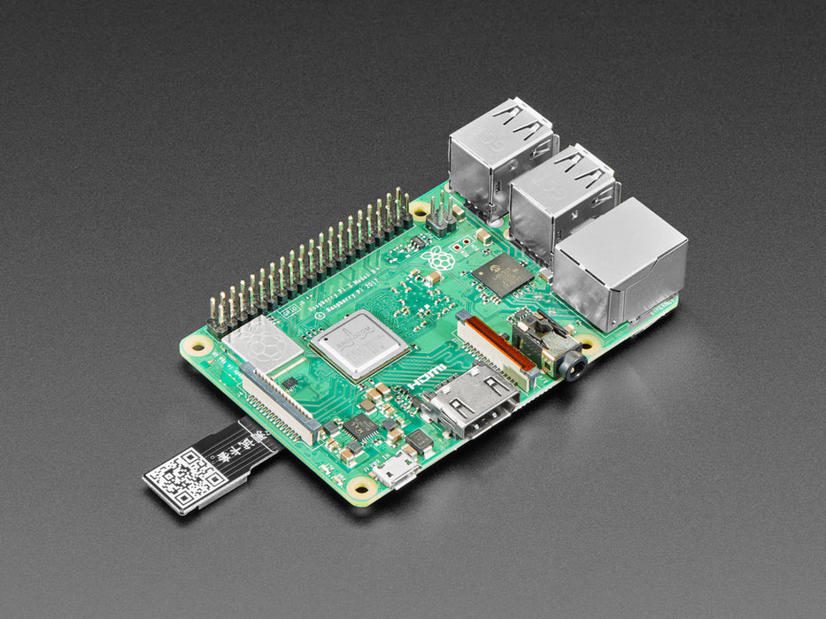 Micro SD Card PCB Extender plugged into upside down Raspberry Pi