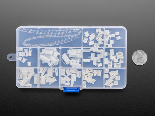 JST PH 2.0mm Pitch Connector 220 Piece Kit with many connectors and contacts in opened box 