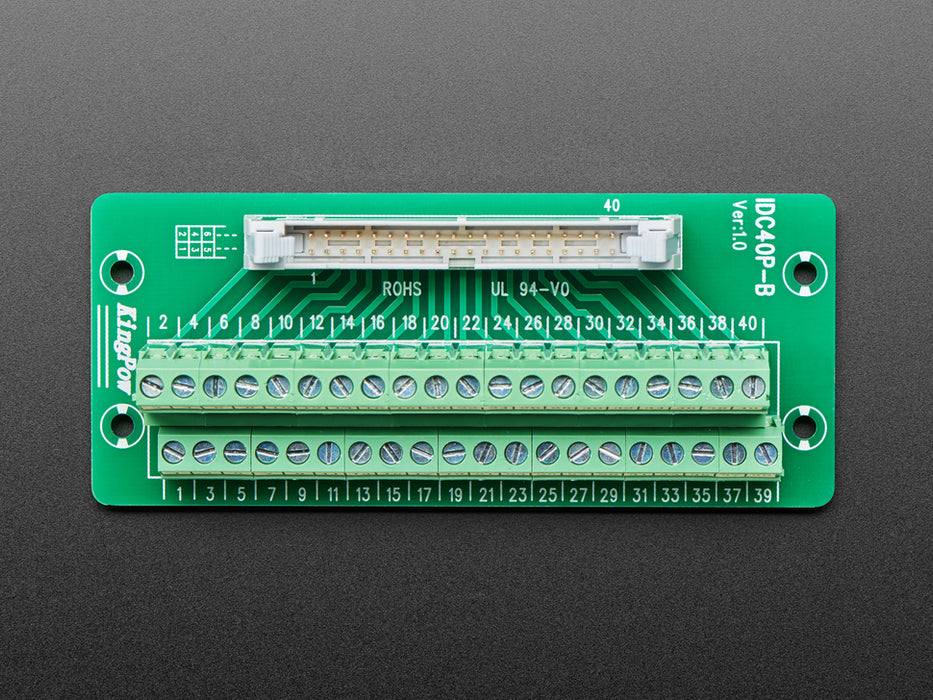 DIN Rail 2x20 IDC to Terminal Block Adapter Breakout mounted onto DIN rail