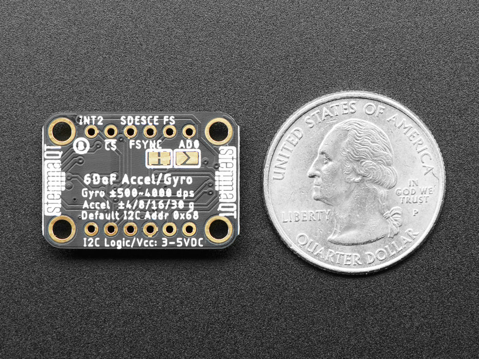 Angled shot of a Adafruit ICM-20649.