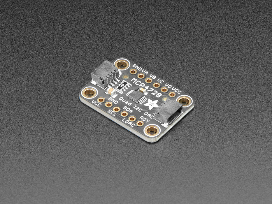 Angled shot of Adafruit MCP4728 Quad DAC with EEPROM - STEMMA QT / Qwiic.