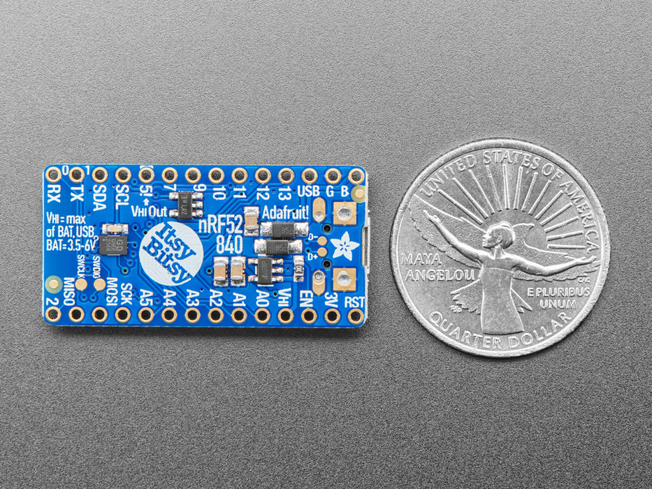 Angled shot of Adafruit ItsyBitsy nRF52840 Express - Bluetooth LE.