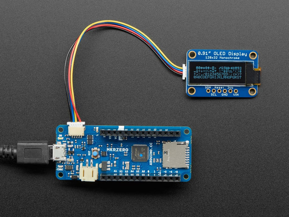 5-pin JST cable to 4-pin JST SH connect to a OLED Display and an Arduino.