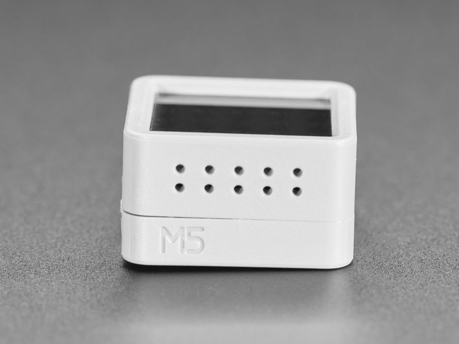 Angled shot of a M5Stack ATOM Matrix ESP32 Development Kit. 