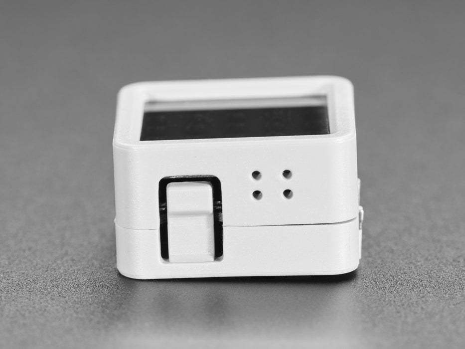 Angled shot of a M5Stack ATOM Matrix ESP32 Development Kit. 