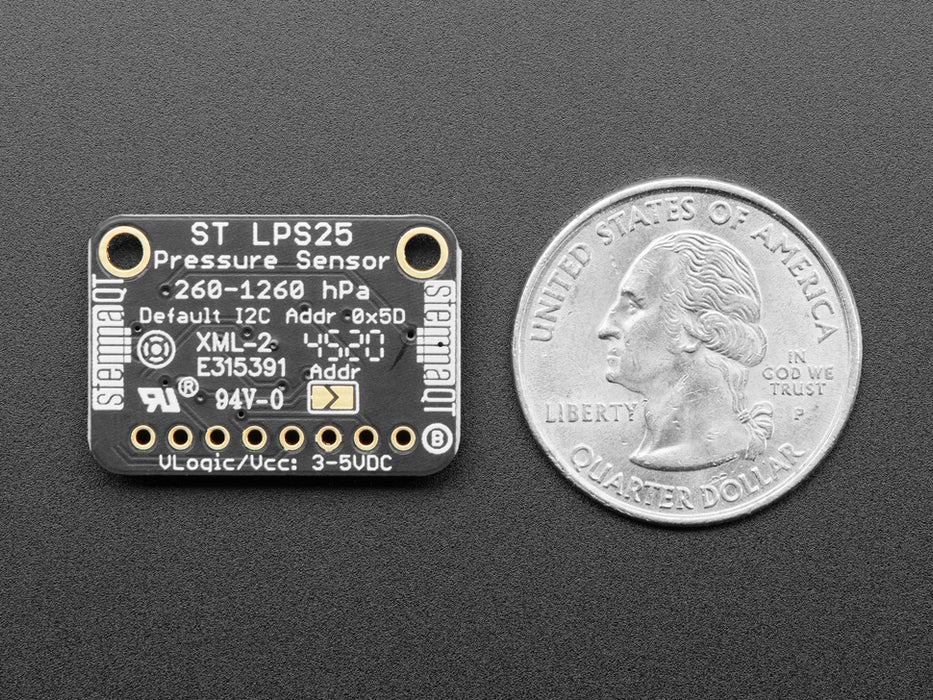 Adafruit LPS25 Pressure Sensor wired up to a Feather with OLED via QT cable