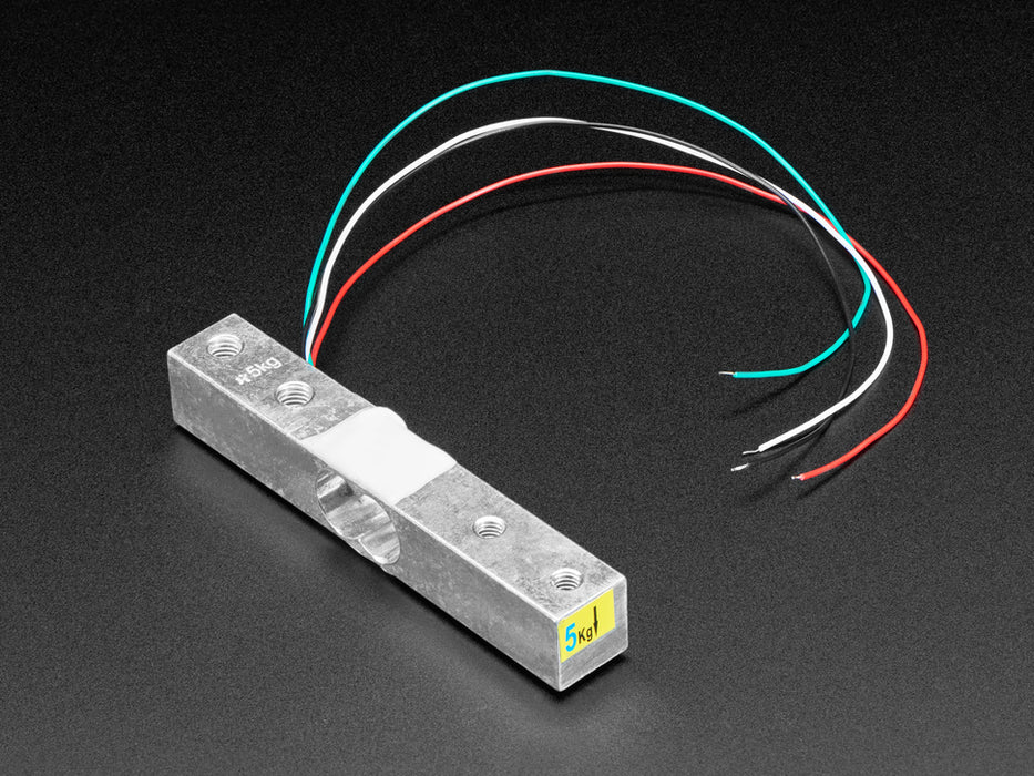 Angled shot of a Strain Gauge Load Cell - 4 Wires - 5Kg. 