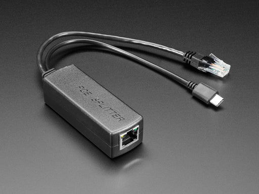 PoE Adapter connected to Raspberry Pi and PoE hub