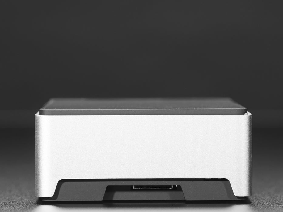 Angled shot of Flirc Aluminum Case for Raspberry Pi 4.