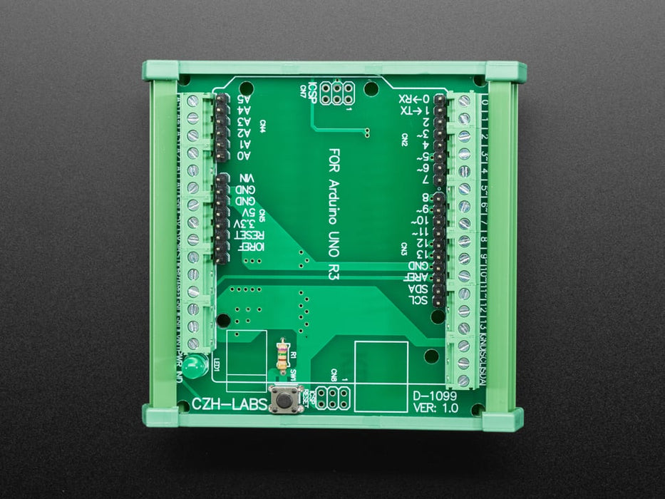 DIN Rail Terminal Block Adapter to Metro or Arduino mounted onto DIN rail