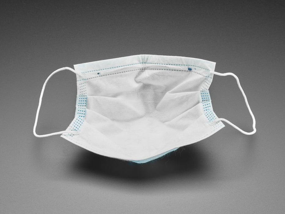 Light Blue disposable surgical style mask shown on a mannequin head