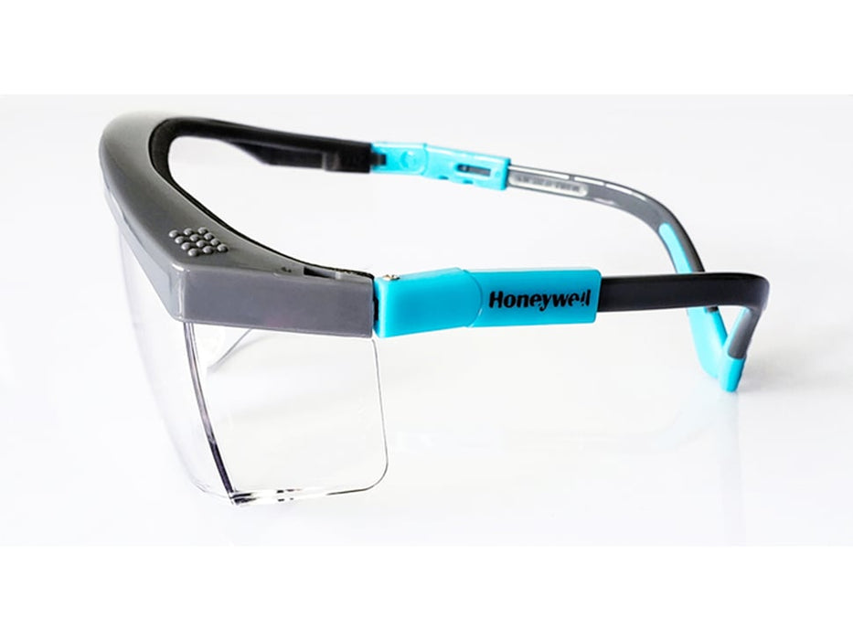 Protective glasses with black and blue frames