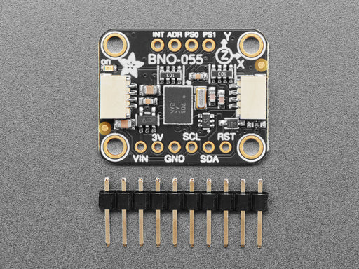 Angled shot of a Adafruit 9-DOF Absolute Orientation IMU Fusion Breakout.