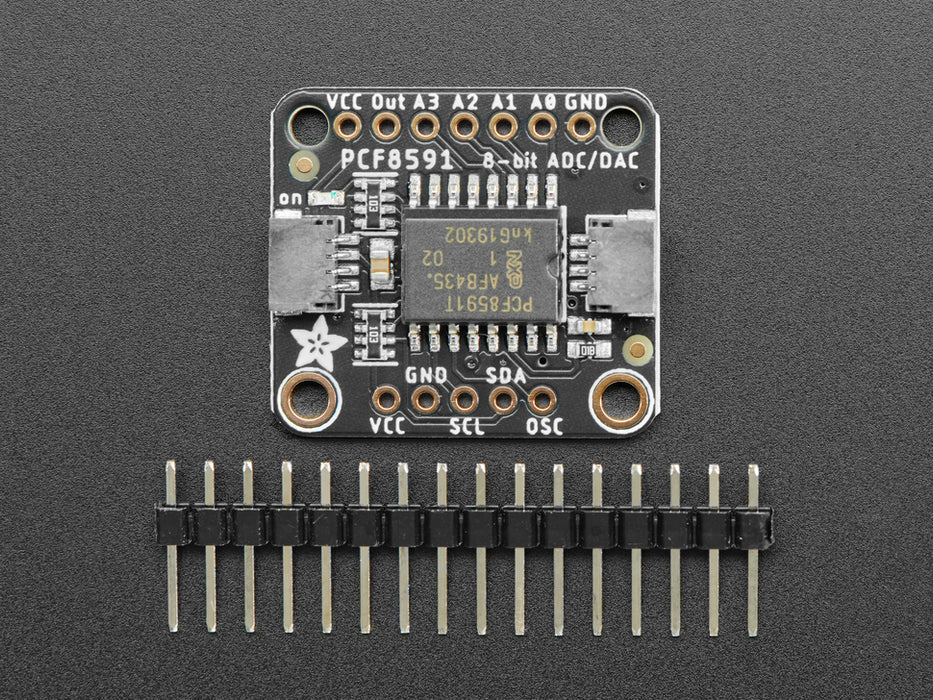 Angled shot of Adafruit PCF8591 Quad 8-bit ADC + 8-bit DAC - STEMMA QT / Qwiic.