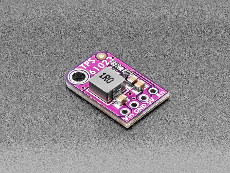 Angled shot of boost converter PCB.